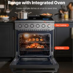 Alternative view of Gas Range Oven, 30 Inches Width, Freestanding Stainless Steel Stove And Oven With 5 Sealed Cooktop Burners, Easy Reach Racks, Storage Drawer, 4.8 Cu. Ft. Capacity, For Apartment, Home, Kitchen