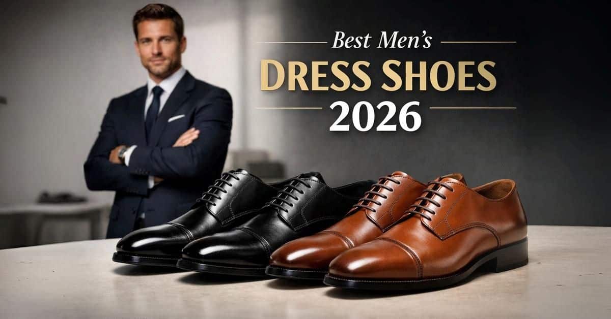 Men’s Dress Shoes buying guide showing black and brown formal shoes for professional wear