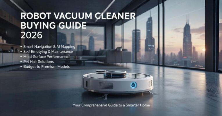 robot vacuum cleaner cleaning a modern home floor automatically
