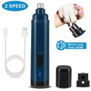 dog nail grinder 2 speed quiet USB rechargeable dark blue