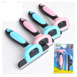 shedding brush for dogs pet hair removal comb blue pink 3 sizes