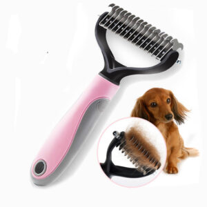 dematting comb double-sided stainless blade blue pink long haired dogs cats