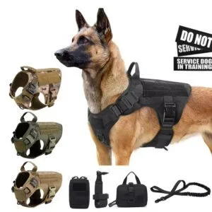 tactical dog harness no pull camouflage nylon leash set 4 sizes