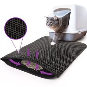 honeycomb cat litter mat double layer EVA black 24x15 inch