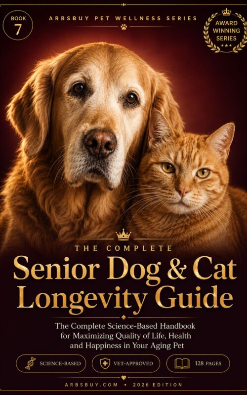 Senior Dog Cat Care Guide ebook cover image – digital download for aging pet longevity, pain management, quality-of-life assessment, end-of-life care, ArbsBuy 2026